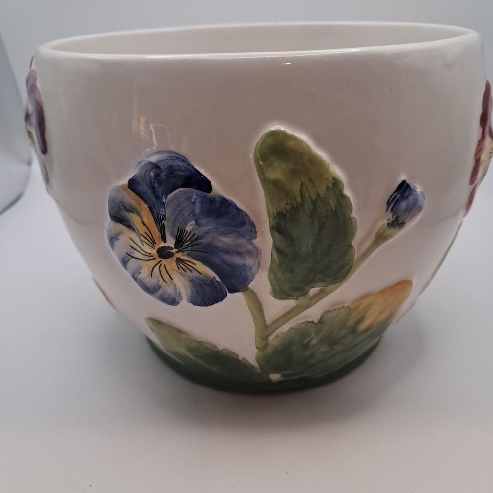 Vtg 5.5" Bassano Italian Ceramiche ABC Pansy Planter Flower Pot - Picture 3 of 7